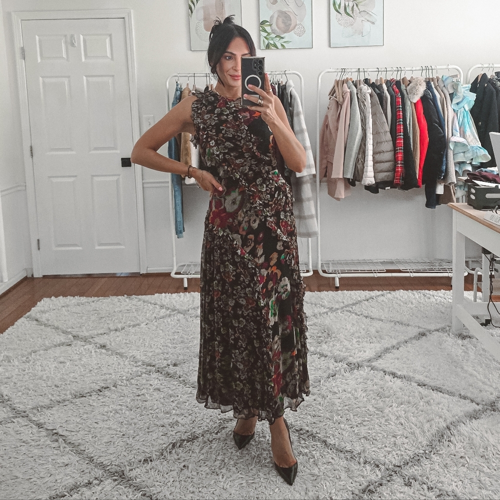 Ulla Johnson Silk Avrelie Sleeveless Floral Midi Dress Size XS